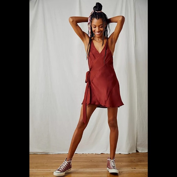 Free People Dresses & Skirts - Free People New W Tags Deep V Silky Wrap Style Adjustable Dress Multiple Sizes